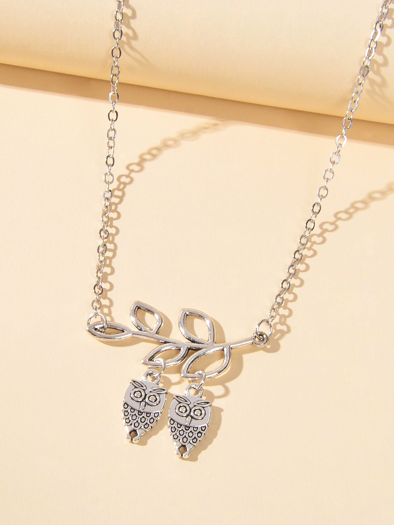 Fashion Designer Silver Chain Lover Owl Branch Necklace Female Accessories Gift-1