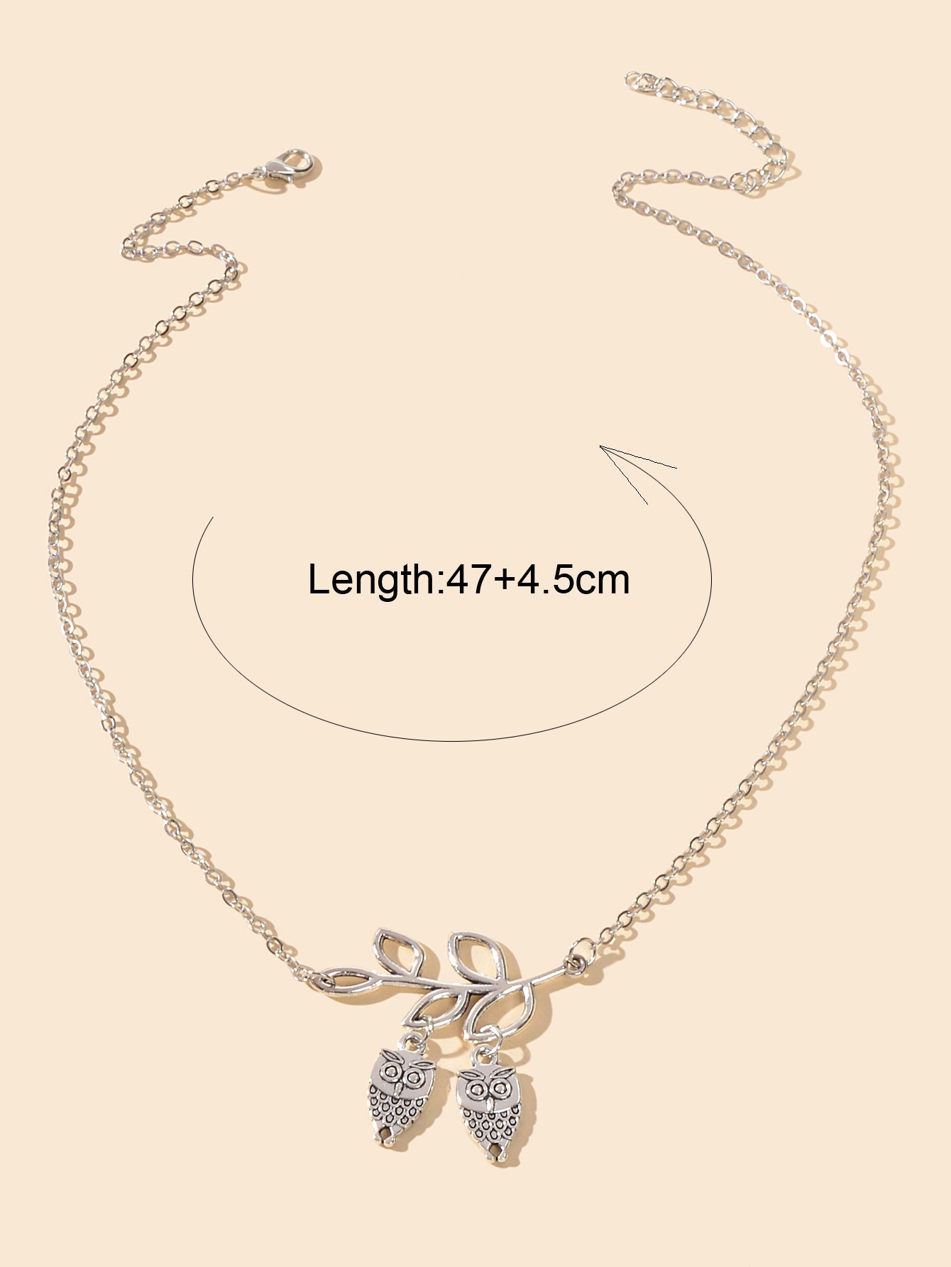 Fashion Designer Silver Chain Lover Owl Branch Necklace Female Accessories Gift-2