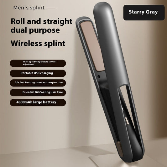 NNEDSZ Starry  Gray Wireless USB Charging Hair Straighteners Volume Straight Two-in-one-0